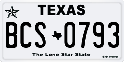 TX license plate BCS0793