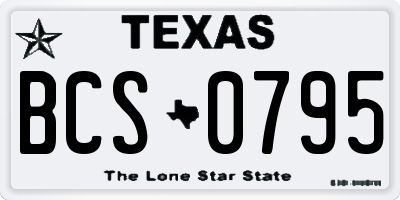 TX license plate BCS0795