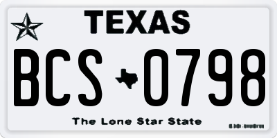 TX license plate BCS0798