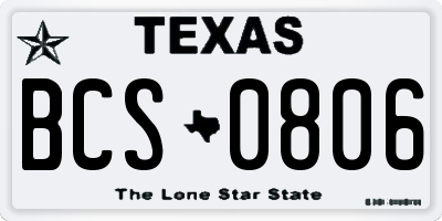 TX license plate BCS0806