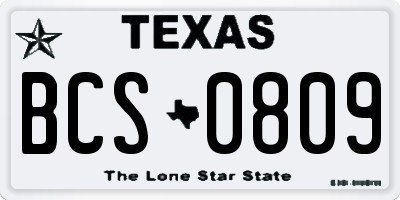 TX license plate BCS0809