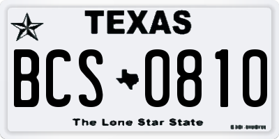TX license plate BCS0810