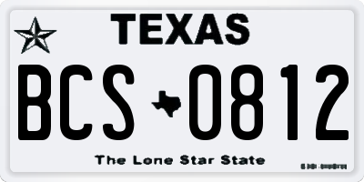 TX license plate BCS0812
