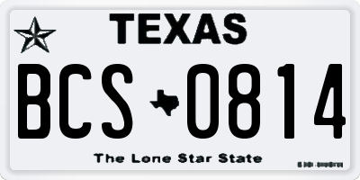 TX license plate BCS0814