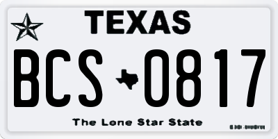 TX license plate BCS0817