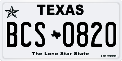 TX license plate BCS0820