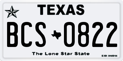TX license plate BCS0822