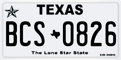 TX license plate BCS0826