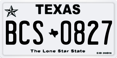 TX license plate BCS0827