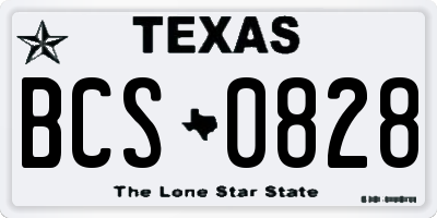 TX license plate BCS0828