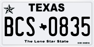 TX license plate BCS0835