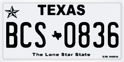 TX license plate BCS0836
