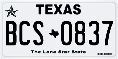 TX license plate BCS0837