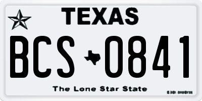 TX license plate BCS0841
