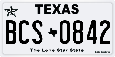TX license plate BCS0842
