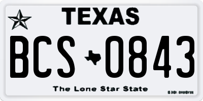TX license plate BCS0843