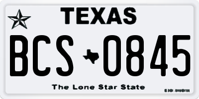 TX license plate BCS0845