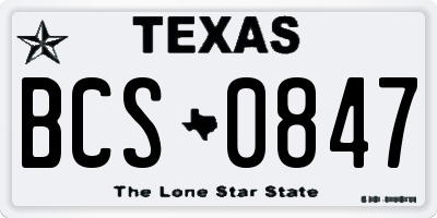 TX license plate BCS0847
