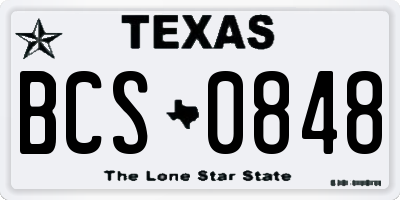 TX license plate BCS0848