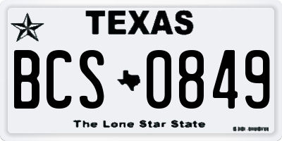 TX license plate BCS0849