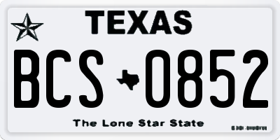 TX license plate BCS0852