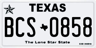 TX license plate BCS0858