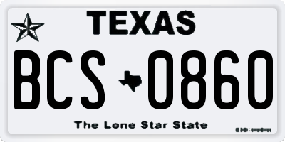 TX license plate BCS0860
