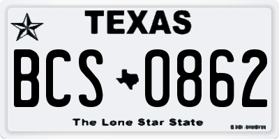 TX license plate BCS0862