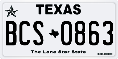 TX license plate BCS0863
