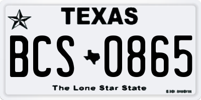 TX license plate BCS0865
