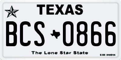 TX license plate BCS0866