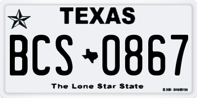 TX license plate BCS0867
