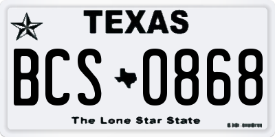TX license plate BCS0868