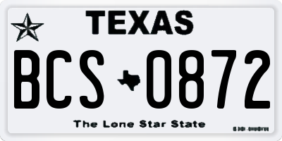 TX license plate BCS0872