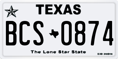 TX license plate BCS0874