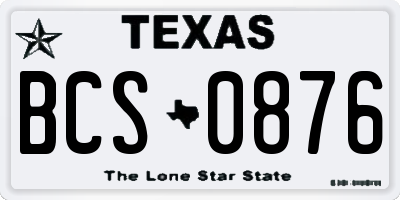TX license plate BCS0876