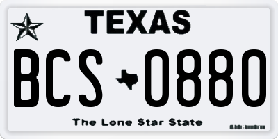 TX license plate BCS0880