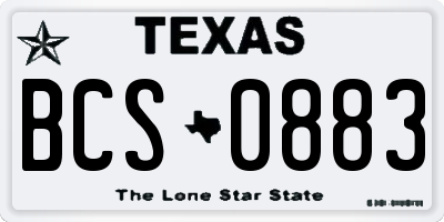 TX license plate BCS0883