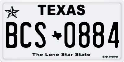 TX license plate BCS0884
