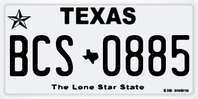 TX license plate BCS0885