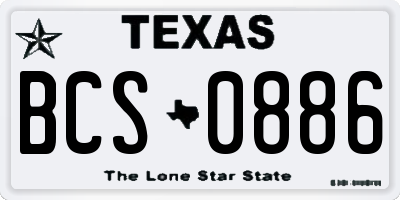 TX license plate BCS0886