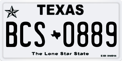 TX license plate BCS0889