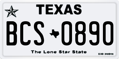 TX license plate BCS0890