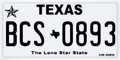 TX license plate BCS0893