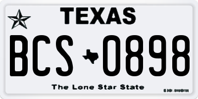 TX license plate BCS0898
