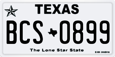TX license plate BCS0899