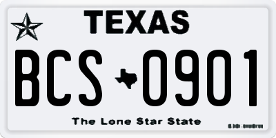 TX license plate BCS0901