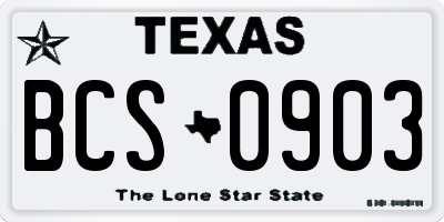 TX license plate BCS0903