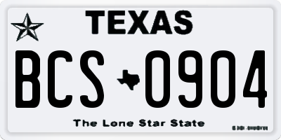 TX license plate BCS0904