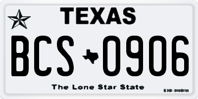 TX license plate BCS0906